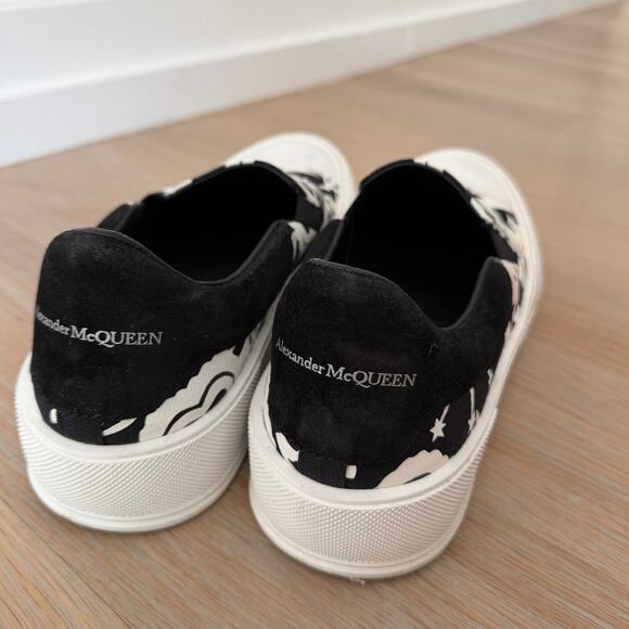 Alexander McQueen Slip-On Sneakers Skull Print Black White Men’s Size 45 (US 11)